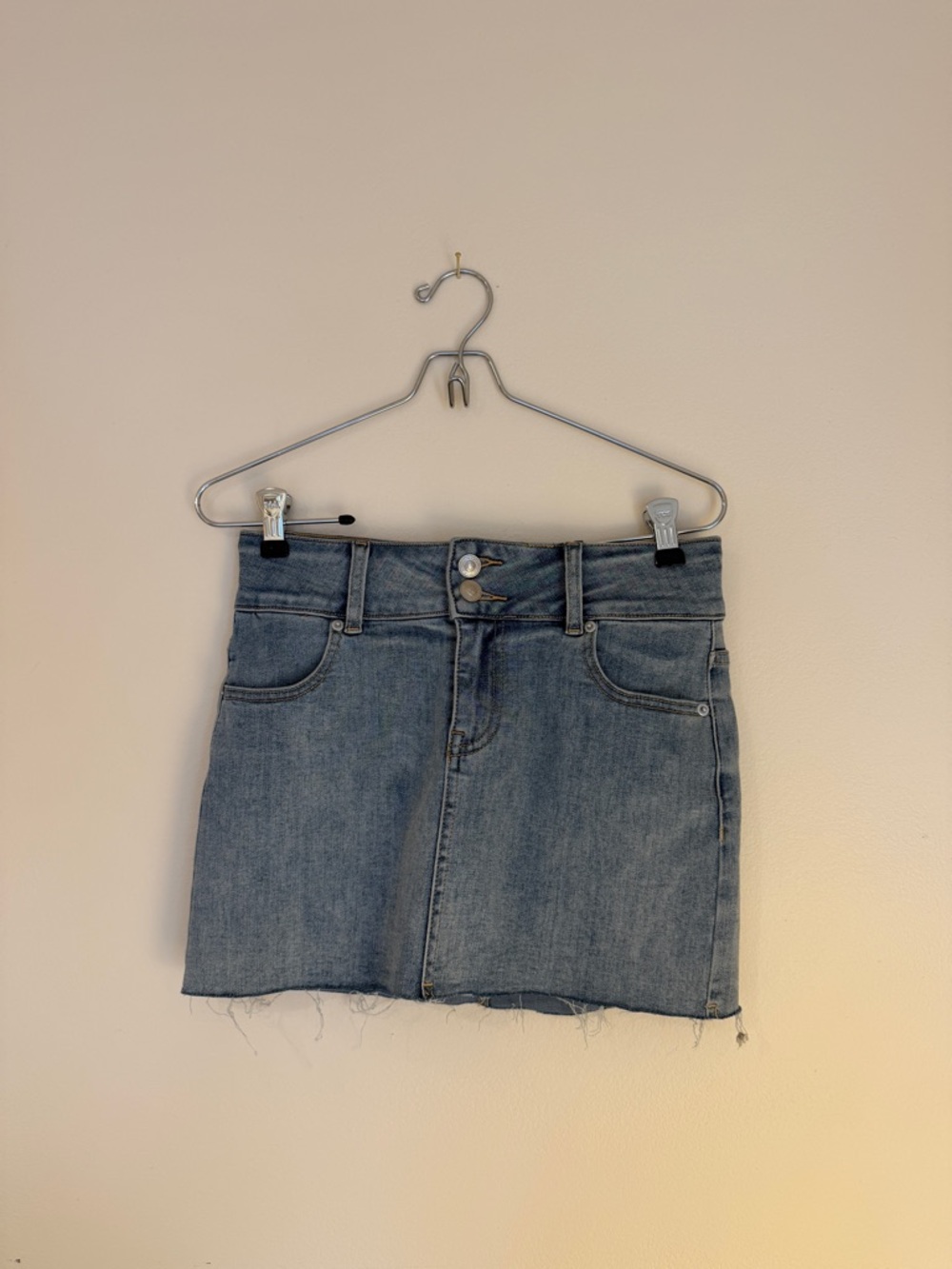Light Blue Denim Mini Skirt - With Stretch